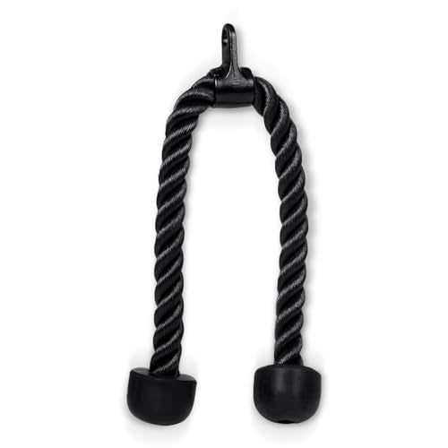 CENTR Cable Machine Attachments for Home Gyms & Functional Trainers Accessory Kit - LAT Pull Down Attachment, Triceps Rope, Curl Bar, Ankle Strap & More - Cable Machine Accessories - style: Triceps Rope