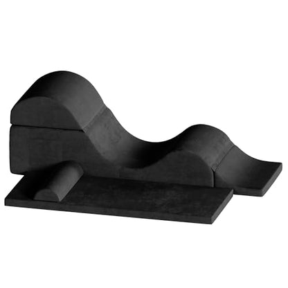 Convertible Yoga Chair for Adults, Ergonomic Foam Lounge with Lumbar Pillow, Washable Cover, Side Pocket, No Assembly Needed – Great for Exercise, Stretching & Relaxation Black - color: Black