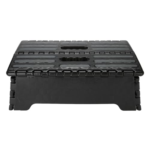 Milltrip Folding Step Stool, Portable Lightweight Step Ladder for Elderly, Pregnant, Bathroom, and Travel Use, Non-Slip Platforms (14.9 x 8.5 x 5.1 Inch, Black)