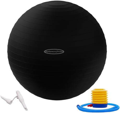 Fitvids Anti-Burst and Slip Resistant Exercise Ball Yoga Ball Fitness Ball Birthing Ball with Quick Pump - color: Black, size: L(23-26in/58-65cm)