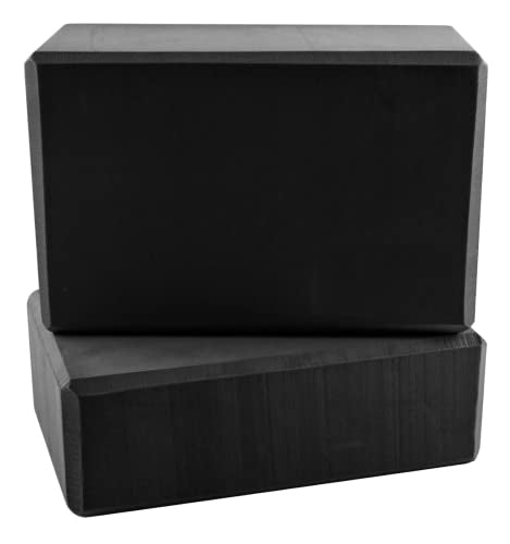 Mune Yoga Block Set of 2 Black High Density EVA Foam Non-Slip Surface to Deepen Yoga Poses Improve Strength Balance Flexibility