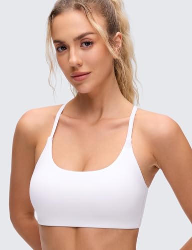 CRZ YOGA Butterluxe Twist Back Sports Bras - color: White, size: Small