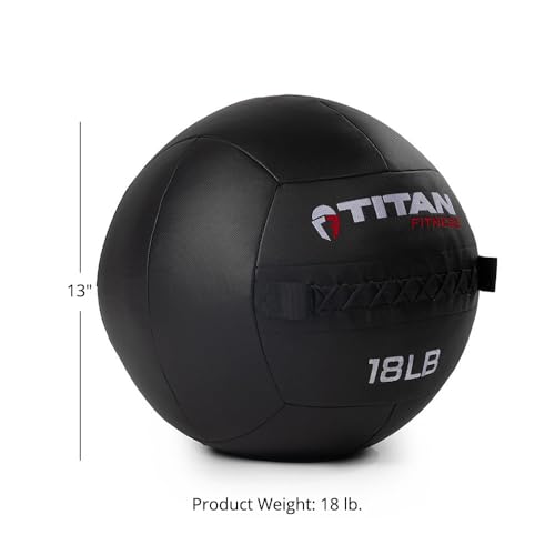 Titan Fitness Soft Shell Medicine Wall Ball, Cross-Texture Grip - size: 18 lb