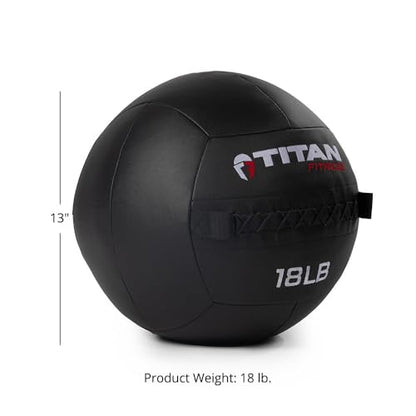 Titan Fitness Soft Shell Medicine Wall Ball, Cross-Texture Grip - size: 18 lb