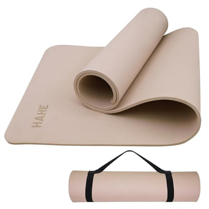 HAHE Yoga Mat Thick (8MM,1/3"), Eco-Friendly POE Non Slip Yoga Mat, High Rebound & Shock Absorption, Anti-Tear & Sweat-Resistant for Yoga, Fitness, Home, Workouts, Large Pilates Mats 72"x24" with Carrying Strap