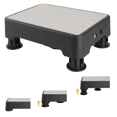 Adjustable Step Stool, 700 LBS Capacity Safety Bed Step for Seniors, Exercise Setp Platform, Portable Stair Assist for Elderly, Wide Step up for Kitchen, Car, Bedside & Shower, Grey - color: Gray Wave