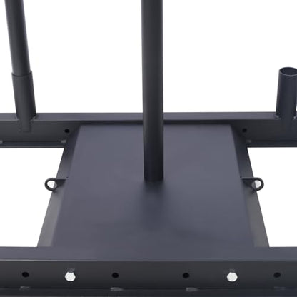 Weight Sled Training Sled with Push Poles & Harness, Adjustable Power Compatible with 1-inch & 2-inch Plates, Strength Training Sleds for Athletic Performance - color: Black