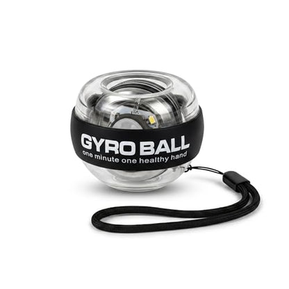 Gyro Ball Wrist Trainer, Auto Start Grip Strength Trainer with Battery-Free Self-Generating LED Lights, Forearm Trainer and Hand Exerciser, Torque Ball for Fitness, Office and Gaming - color: Black