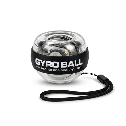 Gyro Ball Wrist Trainer, Auto Start Grip Strength Trainer with Battery-Free Self-Generating LED Lights, Forearm Trainer and Hand Exerciser, Torque Ball for Fitness, Office and Gaming - color: Black