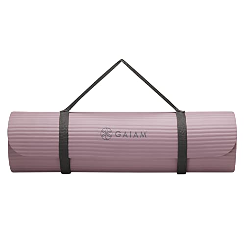 Gaiam Extra-Thick Yoga Fitness Mat and Exercise Mat with Non-Slip Texture and Easy Carry Strap