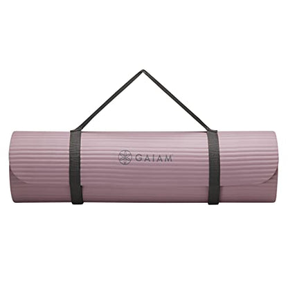 Gaiam Extra-Thick Yoga Fitness Mat and Exercise Mat with Non-Slip Texture and Easy Carry Strap