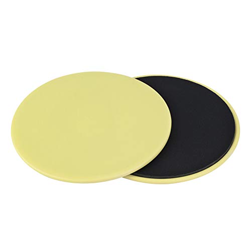 2PCS Exercise Core Sliders, Dual Sided Exercise Gliding Discs Use on Carpet or Hardwood Floors Double Sided Fitness Sliders for Home - color: Yellow