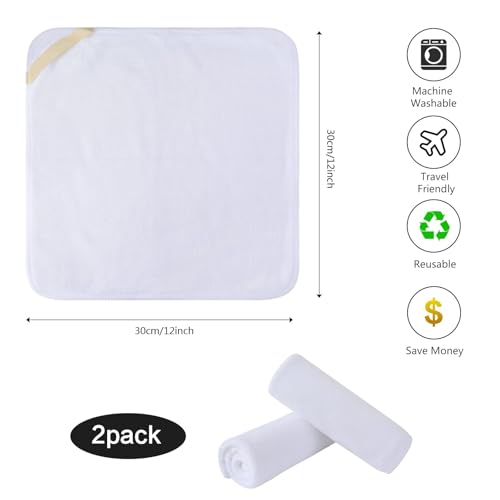 Microfiber Facial Cloths Fast Drying Washcloth 12inch x 12inch White 2 pack - color: White, size: 1 Count (Pack of 2)