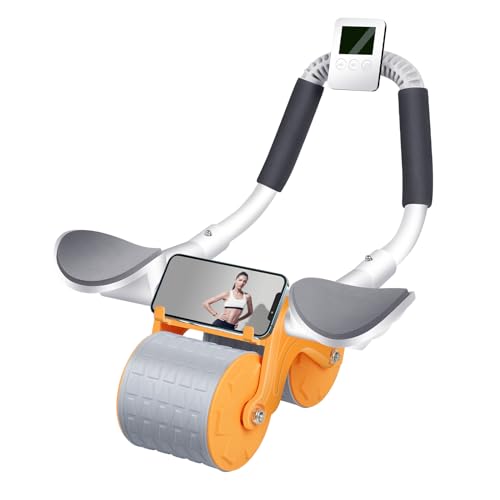 2026 Upgraded Automatic Rebound Ab Roller with Elbow Support, Dual Wide Wheel Ab Workout Equipment for Core Strength Training, Silent Ab Wheel for Beginners Men Women Home Gym Fitness - color: Orange