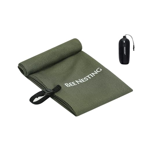 Bee Nesting Ultralight Quick Dry Towels for Backpacking, Microfiber Towel Tavel Accessories for Hiking, Beach, Gym, Swimming, Pocket Sweat Towels(M Olive Drab - color: -Olive Drab, size: Medium