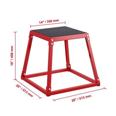 Happybuy 18" Plyometric Jump Box, Steel Plyo Box, Agility Platform, Anti-Slip Exercise Step Up Box for Home Gym Training, Conditioning, Strength, Red