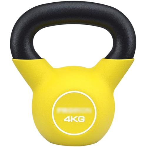 Kettlebell Weights Women Professional Fitness Kettle Bells, Household Sports Dip Molding Cast Iron Kettle Ball, Frosted Non-Slip Handle(Yellow-4kg)
