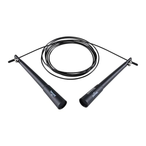 Spalding - Large Handle Speed Jump Rope, Adjustable 9 ft PVC Skipping Rope, Non-Slip Contoured Grip, Cardio Fitness Training Rope for Home & Gym (Black)