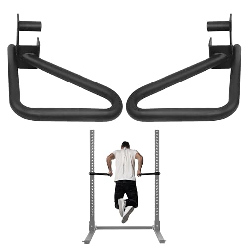 Hulkfit Power Cage Dip Bar Attachments with Multi-Grip Pull up Handles, Heavy Duty Iron Strength Training Accessories for Squat Rack & Power Cage