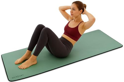 MICRODRY Multi-Purpose Fitness Mat, Cushioned & Non-Slip Foam for Yoga, Pilates, HIIT, Skid-Resistant and Tear-Resistant, 24"x72" with Carry Strap - color: Teal