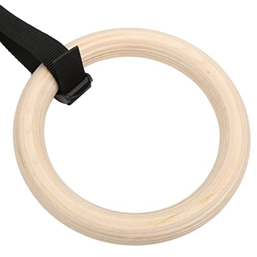 Luocute Gymnastic Rings, Wooden Gym Rings with Adjustable Buckle Straps 330lbs Capacity, for Home Gym Full Body Workout and Fitness Training