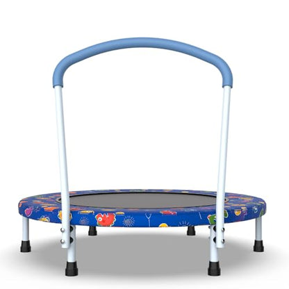 Kids Trampoline with Handle for Toddlers 1 Year and Up, Indoor Outdoor Mini Rebounder with Safety Enclosure, Fun Exercise for Balance and Coordination