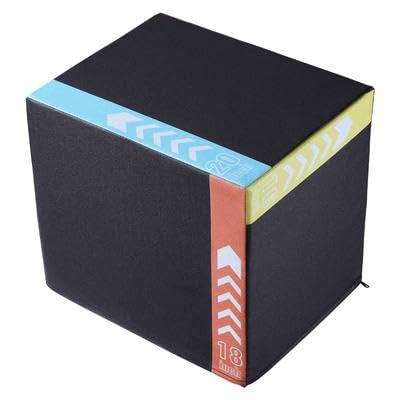 Happybuy 3-in-1 Plyometric Jump Box - 20/18/16 Inch Cotton Fitness BoxIdeal for Home Gym Training, Enhancing Agility and Strength. Anti-Slip, Black