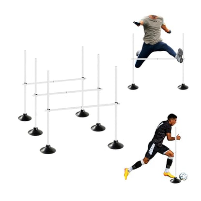TNZMART 4.9 FT and 3.3 FT White Agility Poles Adjustable Hurdles for Soccer Football Speed Training Equipment Track and Field