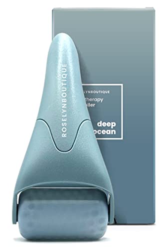 ROSELYNBOUTIQUE Ice Roller & Gua Sha for Face - Wrinkles Fine Lines Puffiness Guasha Massager Facial Skin Care Tools Self Care Gifts for Men Women (Deep Ocean) - color: Deep Ocean