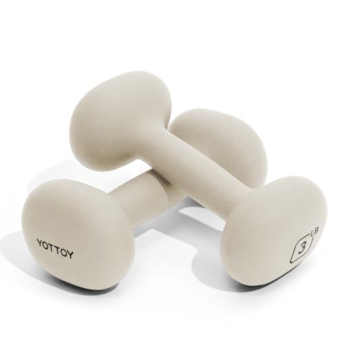 YOTTOY Weights Dumbbells Set for Women,2-15 Pound Dumbbells Set of 2, Non-Slip Hand Weights for Home Workouts, Portable Strength Training Neoprene dumbbell - color: White, size: 3LB-Pair