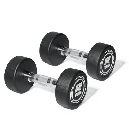 RitFit 5-250 LBS PVC Encased Round Dumbbell sets with Knurled Handle and Optional Rack, Strength Training Equipment for Home Gym - style: 15LB×2