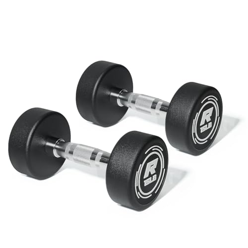 RitFit 5-250 LBS PVC Encased Round Dumbbell sets with Knurled Handle and Optional Rack, Strength Training Equipment for Home Gym - style: 15LB×2