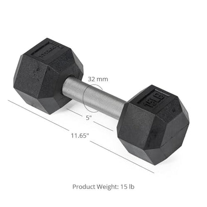 Titan Fitness Free Weights, Rubber Coated Hex Dumbbell, Straight Stainless Steel Handle, Strength Training, Full Body Workout - style: Fixed