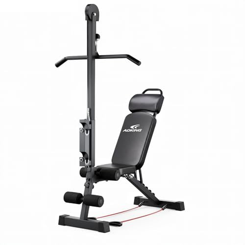 12-in-1 Home Gym LAT Pull Down & High Pulley System - Full Body Training Machine for Back, Chest, Arms & Tricep Workouts (Included Free Training Poster)