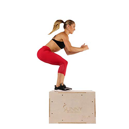 Sunny Health & Fitness Foam Plyo Box with Adjustable Heights and High Weight Capacity - style: 30" Max - Wood