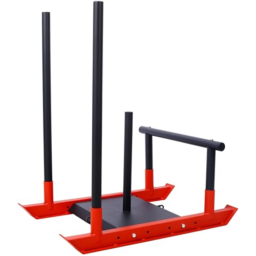 Gecheer Heavy-Duty Fitness Sled for Strength Training & Speed Work – Compatible with 1-inch and 2-inch Weight Plates, Adjustable Push/Pull Design for Muscle Building and Explosive Power