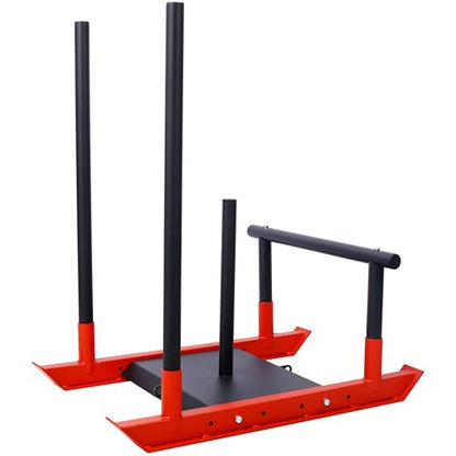 Heavy-Duty Fitness Sled with Push Poles & Harness for Speed Training, Strength Building – Compatible with 1" & 2" Weight Plates – Rust-Resistant Design