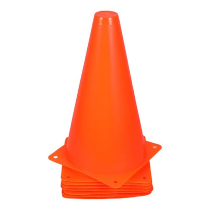 Operitacx 8pcs Orange Soccer Cones Non-Slip Base, 23cm Plastic Sports Training Cones for Football Agility Drills, Youth Practice Markers for Outdoor Soccer and Field Exercises