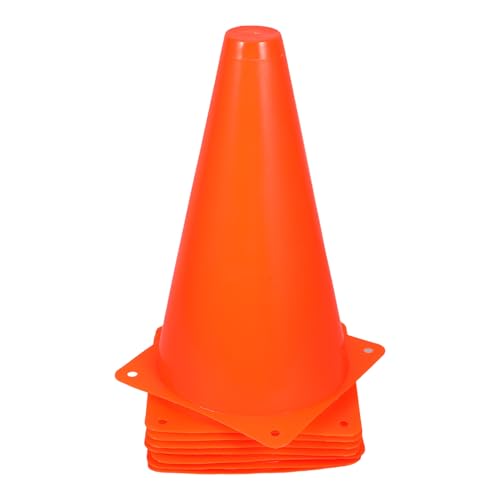 Operitacx 8pcs Orange Soccer Cones Non-Slip Base, 23cm Plastic Sports Training Cones for Football Agility Drills, Youth Practice Markers for Outdoor Soccer and Field Exercises