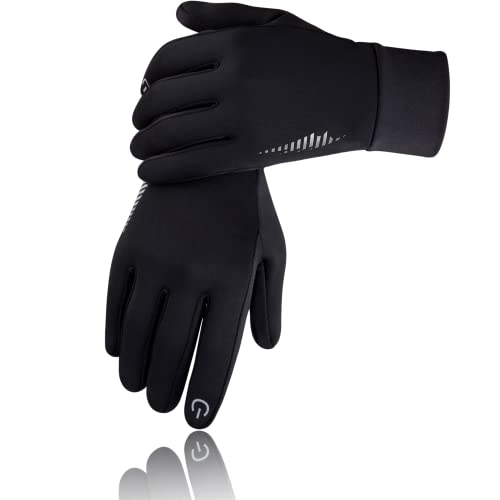 SIMARI Winter Gloves for Women Men - Cold Weather Thermal Touch Screen Ski Snow Glove Liners, Non-Slip Palm & Warm Fleece Lined, for Running Cycling Driving Hiking Walking Sports Outdoor Texting Work - color: Black, size: XX-Large
