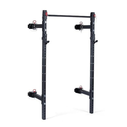 Titan Fitness T-3 Series Wall Mounted Folding Power Rack, 82" Height x 21" Depth, Compact Space-Saving Rack, 2x3 11-Gauge Steel Uprights, Includes J-Hooks & Pull-Up Bar