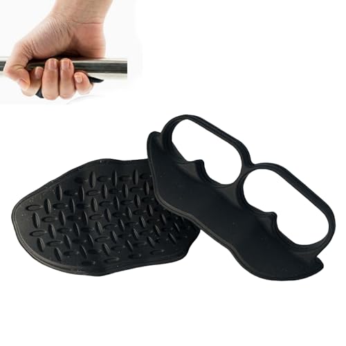 Anti-Slip Workout Grips, New Rubber Gym Grips，Palm Protection Gloves for Weight Lifting, Dumbbell, Deadlift, Bar Pad Pull Up Grippers,Gym and Outdoor Sports Hand Grips for Men, Women,1 Pair with Case - color: Black