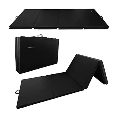 BalanceFrom All Purpose 4'x10'x2" Extra Thick High Density Anti Tear Gymnastics Gym Folding Exercise Aerobics Mats, 2-Inch Thick, Black