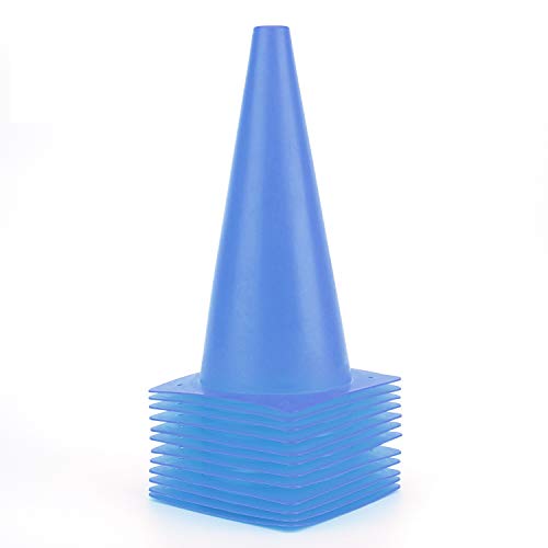 12 Inch Traffic Training Cones, Plastic Safety Parking Cones, 6 Colors - color: Blue, Set of 12