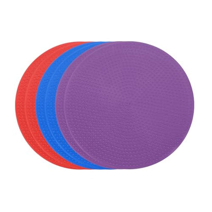 PATIKIL Spot Markers 4 Inch, 6 Pcs Non-Slip Floor Dots Agility Markers Flat Field Cones Poly Dots for Gym PE Speed Training Dance Soccer Basketball Sports, Red/Blue/Purple