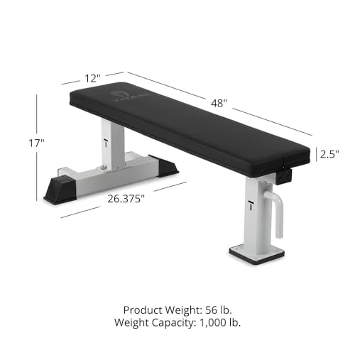 Titan Fitness Elite Series Single Post Flat Bench, Rated 1,000 LB, 2.5" Thick HeftyGrip Vinyl Pad, Dedicated Home Gym Competition Weightlifting & Strength Training Utility Bench - color: White