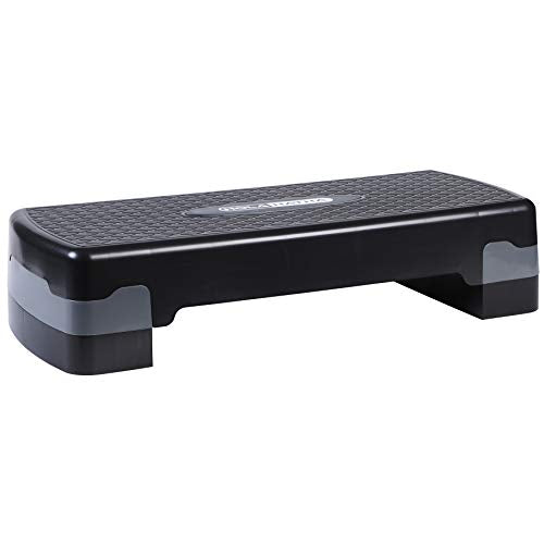 Compact Portable Aerobic Step Platform Exercise Fitness Equipment, Cardio Stepper with Adjustable Height for Home Gym - color: Black/Grey