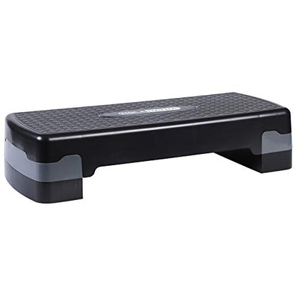 Compact Portable Aerobic Step Platform Exercise Fitness Equipment, Cardio Stepper with Adjustable Height for Home Gym - color: Black/Grey