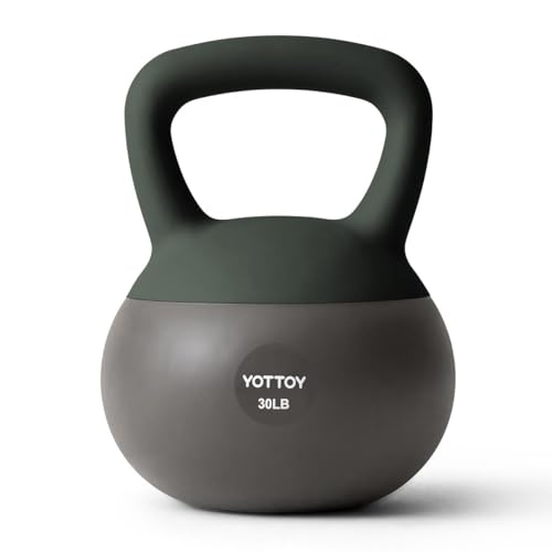 YOTTOY Soft Kettlebell, Set for Strength Training Kettlebells & Home Workouts, Soft-Sided Cushioned Base, Wide-Handle - Ideal for Men, Women, & Beginners - color: 30LB-Green