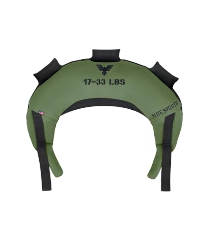 Elite Sports Bulgarian Canvas Bag, Fitness Canvas MMA Gym Cross Workout Training Sandbag 17, 25, 33, 45 lbs (UNFILLED) - color: Forest Green, size: 33 LBS